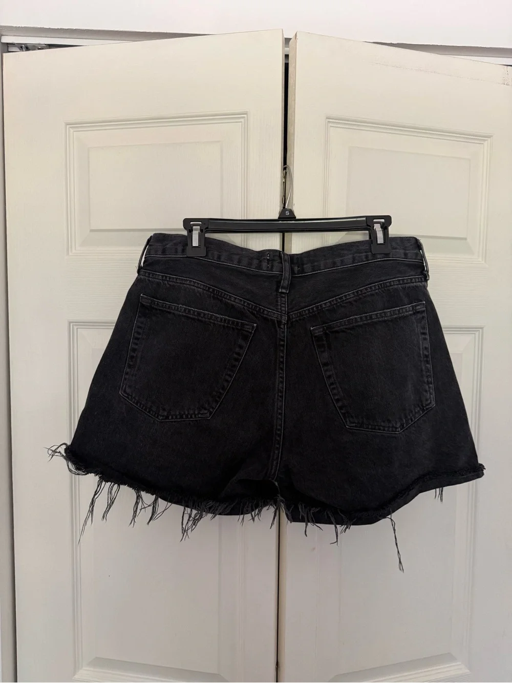 AGOLDE Los Angeles Parker Long with Cuff in Lucid Black Denim Shorts Size 30